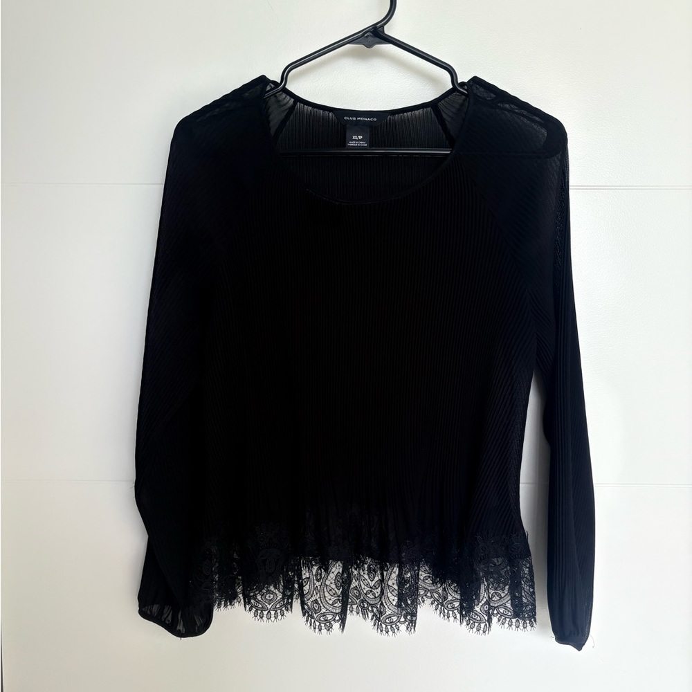 CLUB MONACO Semi Sheer Lace Long Sleeve